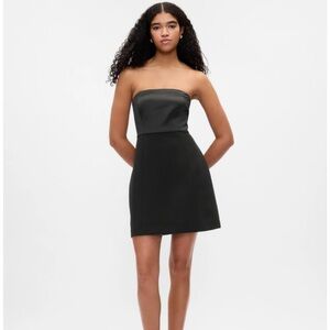 GAP Black Strapless Mixed Media Mini Dress. S